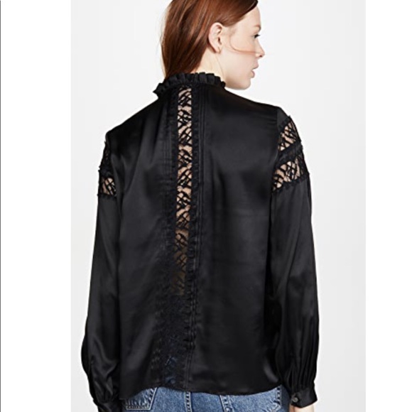 FRAME Lace Panel 100% Silk Satin Blouse - Picture 4 of 9
